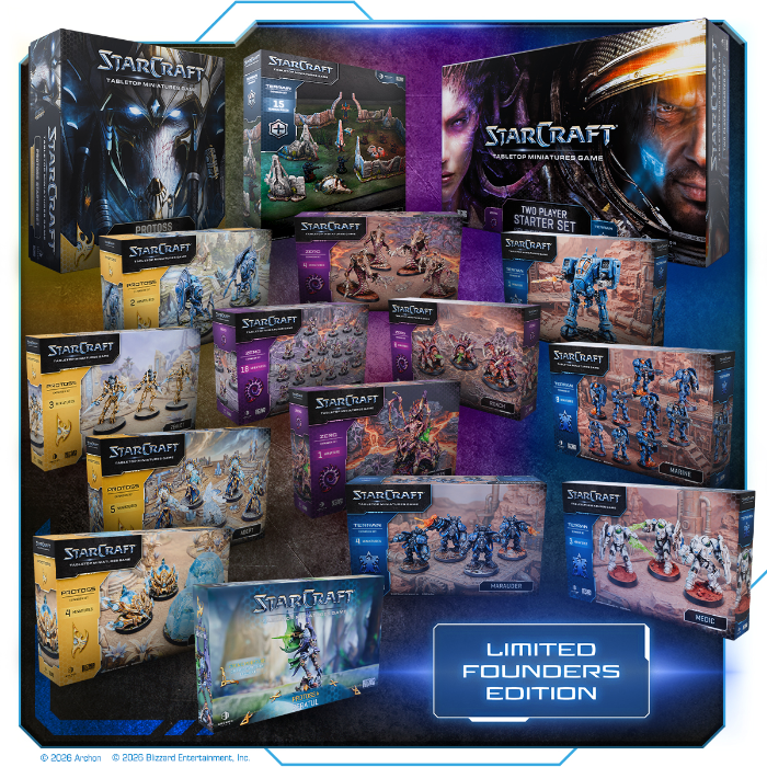 StarCraft TMG - Three Player All-In Bundle Produktübersicht (Quelle: gamefound.com/en/projects/archon-studio/starcraft-tabletop-miniatures-game-pre-order)