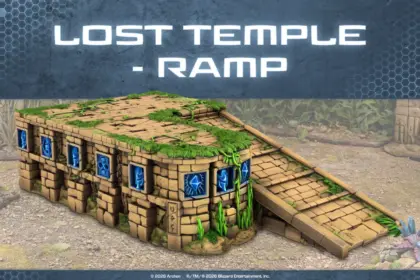 StarCraft TMG - Terrain-Pack mit Rampe und High Ground aus der Wave-2-Ankuendigung (Quelle: https://starcraft-tmg.com/news/featured/new-units-join-starcraft-tabletop-miniatures-game)