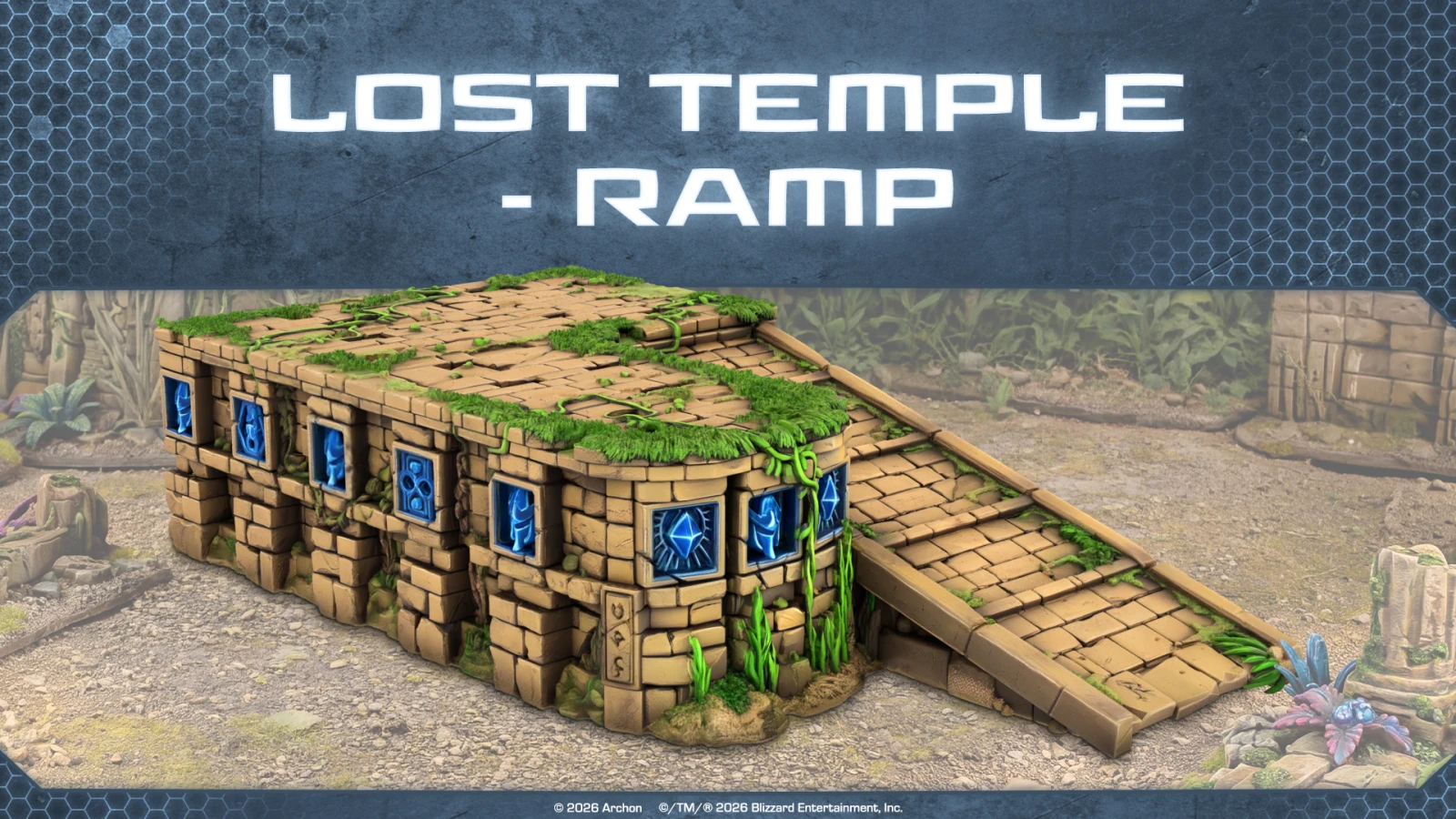 StarCraft TMG - Terrain-Pack mit Rampe und High Ground aus der Wave-2-Ankuendigung (Quelle: https://starcraft-tmg.com/news/featured/new-units-join-starcraft-tabletop-miniatures-game)