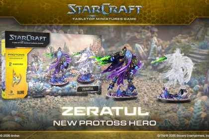StarCraft TMG - Zeratul, der Dark Prelate, im offiziellen Developer-Blog-Header zu Wave 2 (Quelle: https://starcraft-tmg.com/news/rules/zeratul-blade-in-the-shadows)