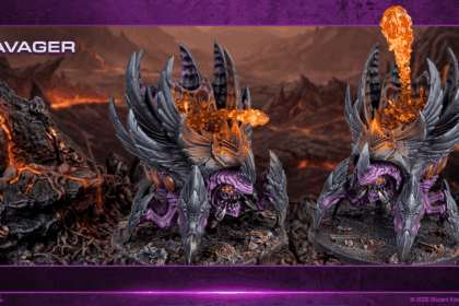 StarCraft TMG - Zwei Zerg-Ravager als offizieller Archon-Render, rechts im Moment des Corrosive-Bile-Schusses (Quelle: https://starcraft-tmg.com/about-the-game)