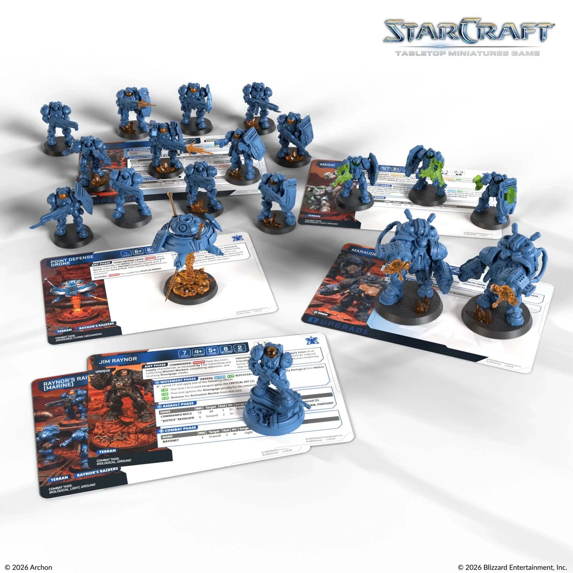 StarCraft TMG - Terran-Inhalt der Founder's Edition mit Miniaturen und Einheitenkarten