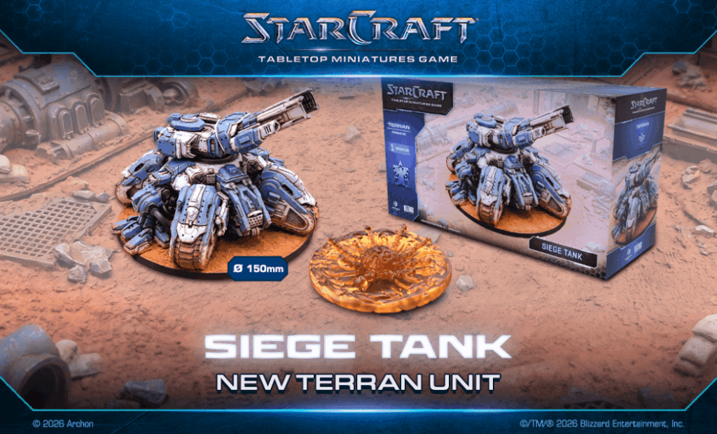 StarCraft TMG - Siege Tank im Artwork zum Entwickler-Briefing von Archon Studio (Quelle: https://starcraft-tmg.com/news/rules/siege-tank-thunder-from-the-high-ground)