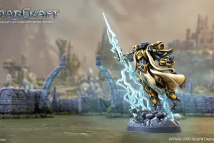 StarCraft TMG - Tassadar-Miniatur aus Welle 3, offizieller Render (Quelle: https://starcraft-tmg.com/news/rules/protoss-tassadar-high-templar-wave-3)