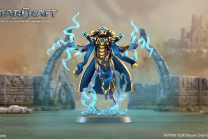 StarCraft TMG - High Templar aus Welle 3 mit Psi-Blitzen, offizieller Render (Quelle: https://starcraft-tmg.com/news/rules/protoss-tassadar-high-templar-wave-3)